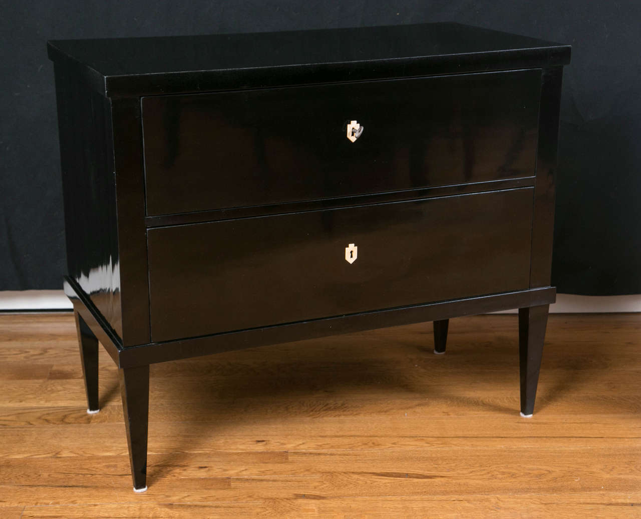 Modern Pair of Continental Black Lacquered Chests