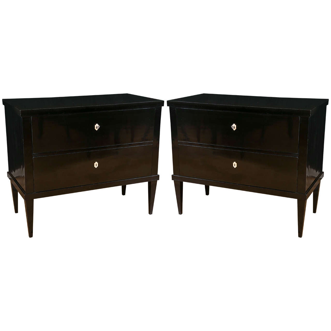 Pair of Continental Black Lacquered Chests