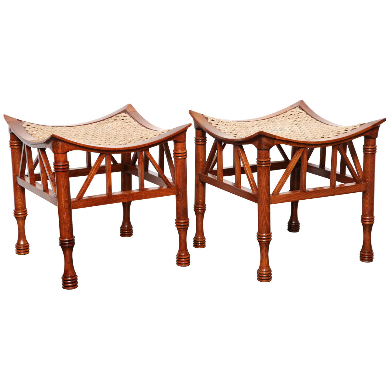 Pair of Thebes Stools in the Liberty Taste, circa 1910
