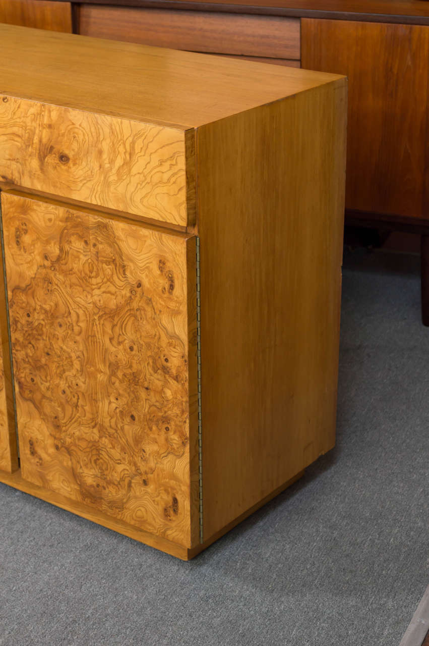 American Lane Burl Olive Wood Credenza in Style of Milo Baughman