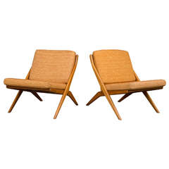 Pair of Folke Ohlsson for Dux "Scissor" Lounge Chairs