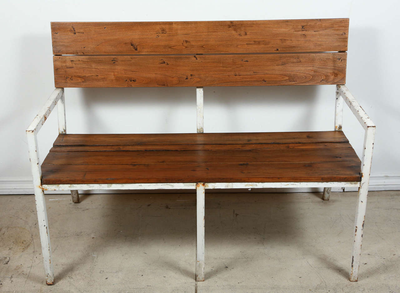 Hendrick Van Keppel and Taylor Green Two Seater Bench in Stained Ash & steel.