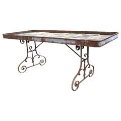 Antique Garden Wrought Iron Work Table