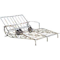 French Extraordinary Double Size Strap Iron Chaise