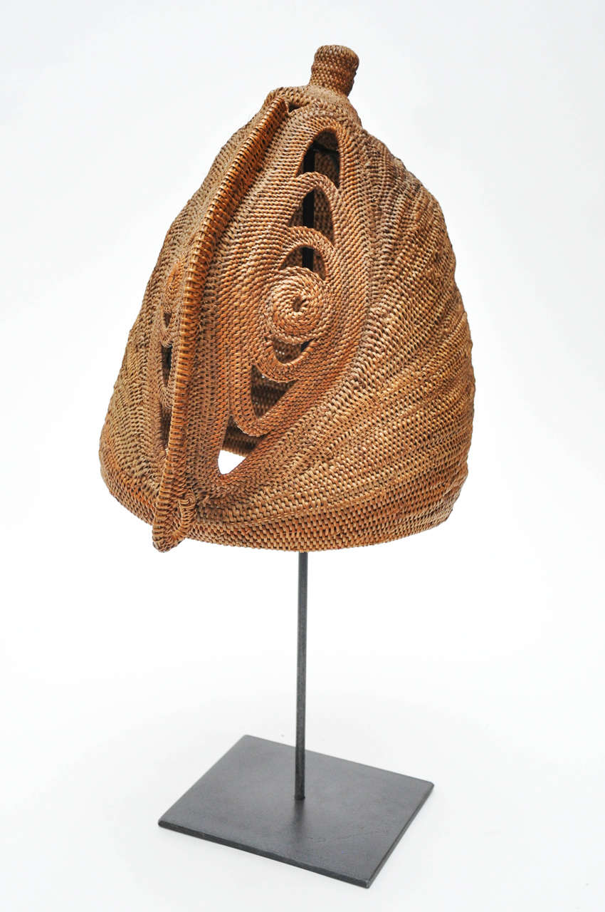 Early 20th century extra large yam mask from Paupa New Guinea. Wonderful ceremonial mask on a rather large size for the type of mask mounted with classic Yam mask details.