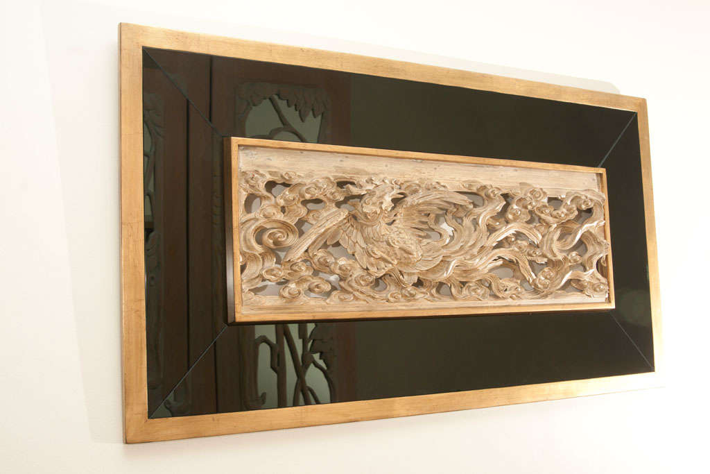 Oriental Carving With  Gold Leafed Mirrored Frame