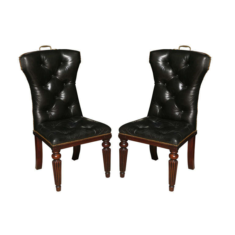 Ralph Lauren Pair of Black Leather Chairs at 1stDibs