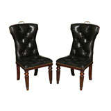 Ralph Lauren Pair of Black Leather  Chairs