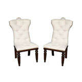 Ralph Lauren Pair White Leather   Chairs