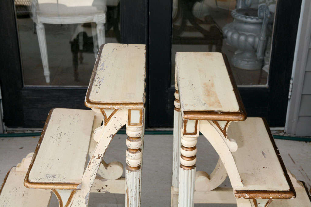 Wood Pair of Painted Library Steps