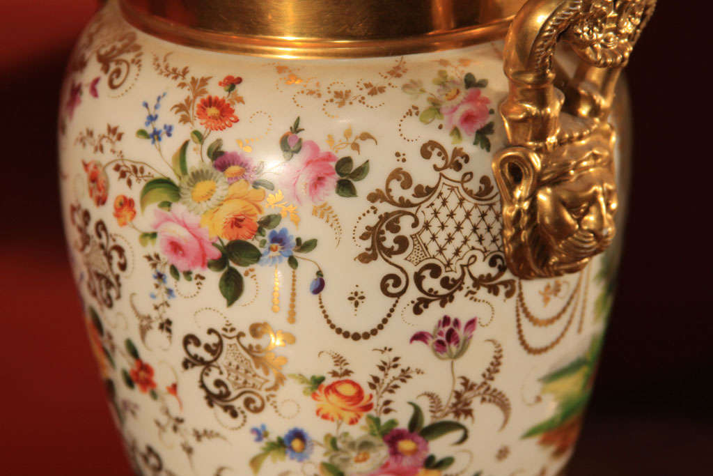 Painted Porcelain and Gilt Urns For Sale 3