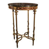 Louis XVI revival round brass/marble top side table