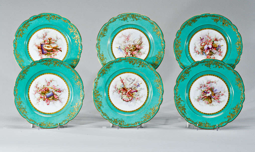 Sevres Hand Painted Cabinet Plates, Artist Signed For Sale 4
