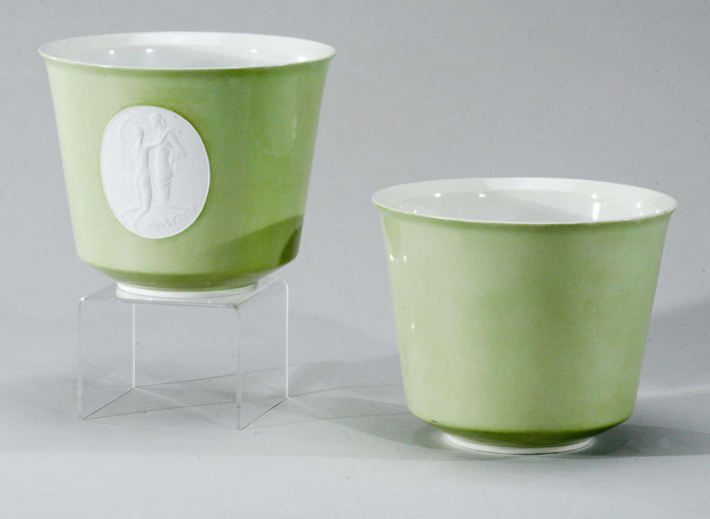 Porcelain Pair of KPM Art Deco Cachepots