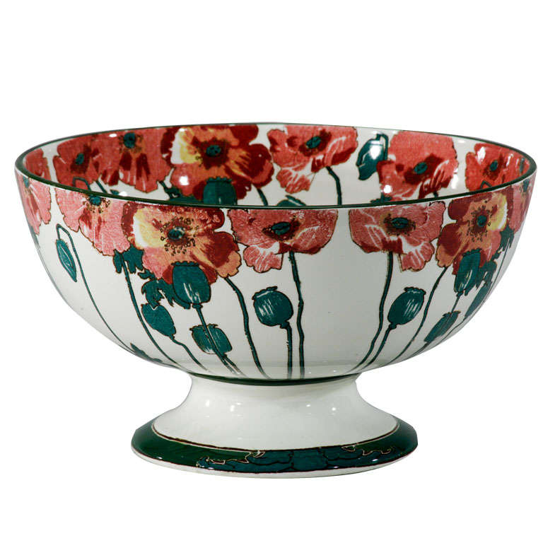 Doulton Arts and Crafts "Poppy" Large Footed Punchbowl