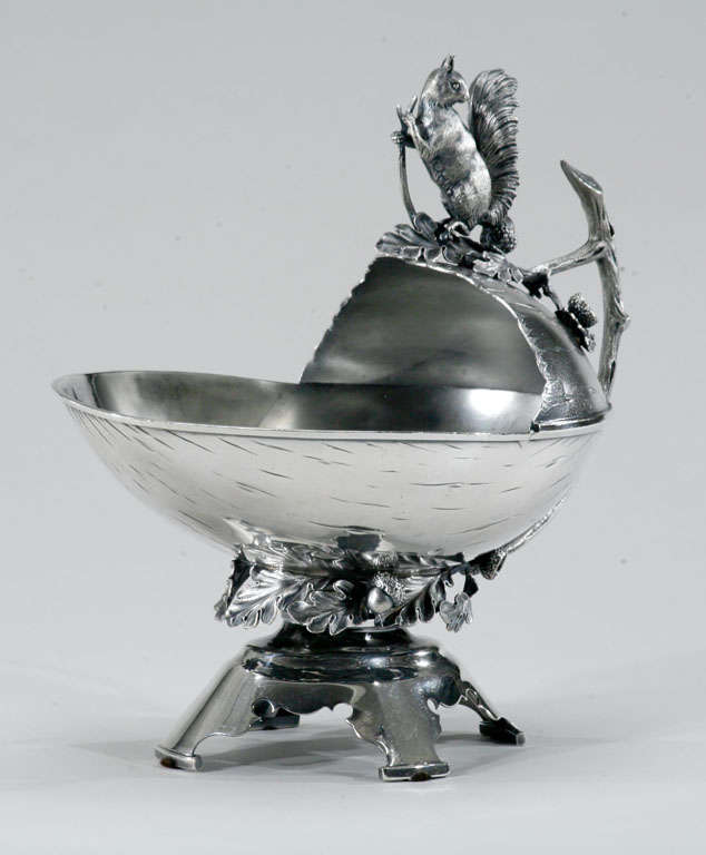 19th Century Aesthetic Movement Figural Silverplate Nut Bowl
