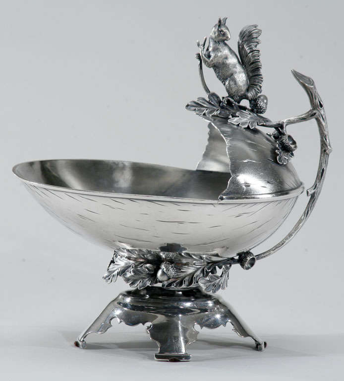 Aesthetic Movement Figural Silverplate Nut Bowl 5