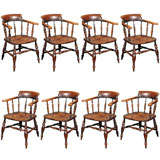 Antique Set of Eight Broad Arm Captain's Chairs