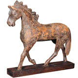 Primative Carved Wooden Horse; French circa 1650