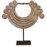 Chinese Tribal Silver Necklace with Spirals on Stand