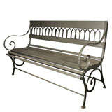 Antique French Painted Metal and Wood Garden Bench