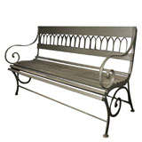 French Painted Metal and Wood Garden Bench