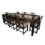 Vintage Chinese Style Dining Table And Eight Chairs