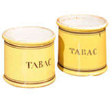 Pair of Yellow Glazed Ceramic "Tabac" Jars