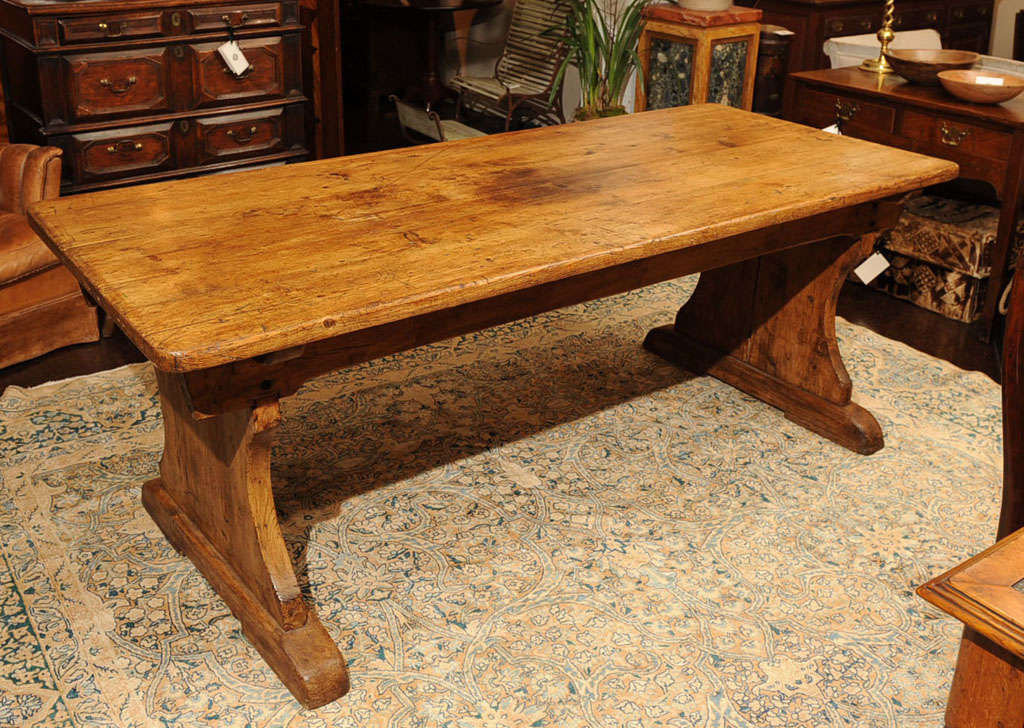 Rustic Pine Trestle Table with beautiful patina
