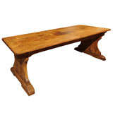 Rustic Pine Trestle Table with beautiful patina
