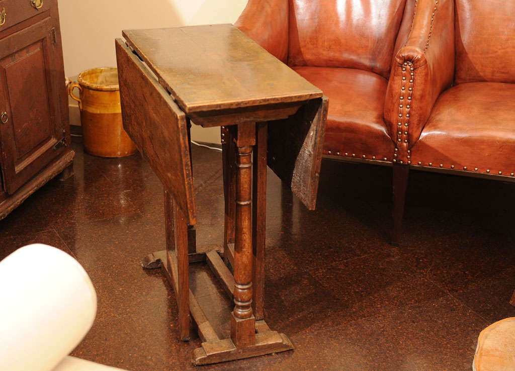 Square Oak Drop leaf Table; English circa 1780
