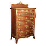 Louis XV-Style Antique Mahogany Highboy Dresser