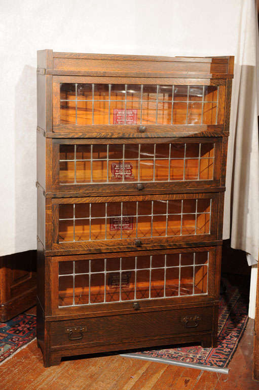 American Arts and Crafts Leaded Glass Bookcase