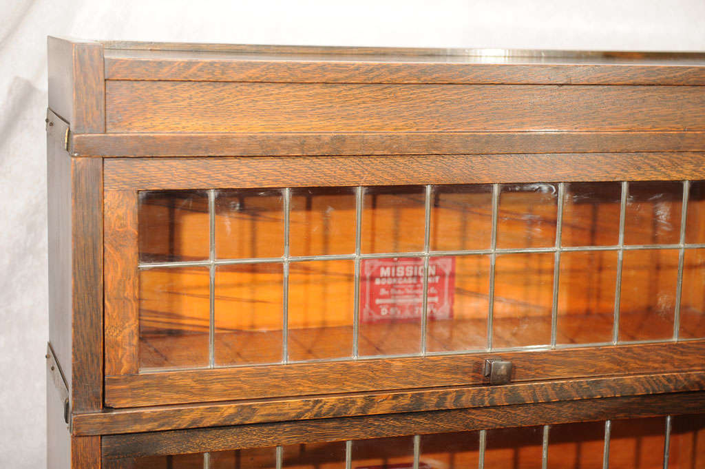 Metal Arts and Crafts Leaded Glass Bookcase