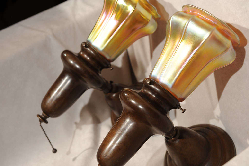 20th Century Pair of Sconces with Steuben Glass