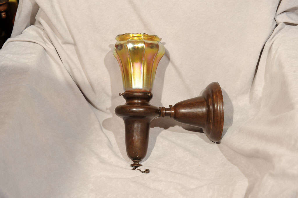 Pair of Sconces with Steuben Glass 2