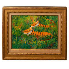 "Two Tigers" Oil on Canvas by Henri Maik "Two Tigers" Oil on Canvas by Henri Maik