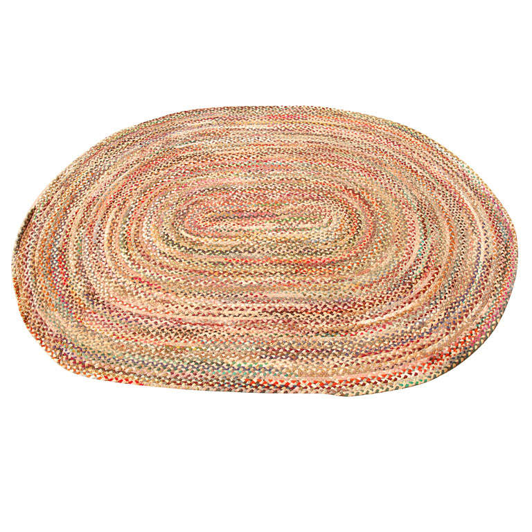 Braided Oval 1930's 8 1/2 X12 Room Size Rug