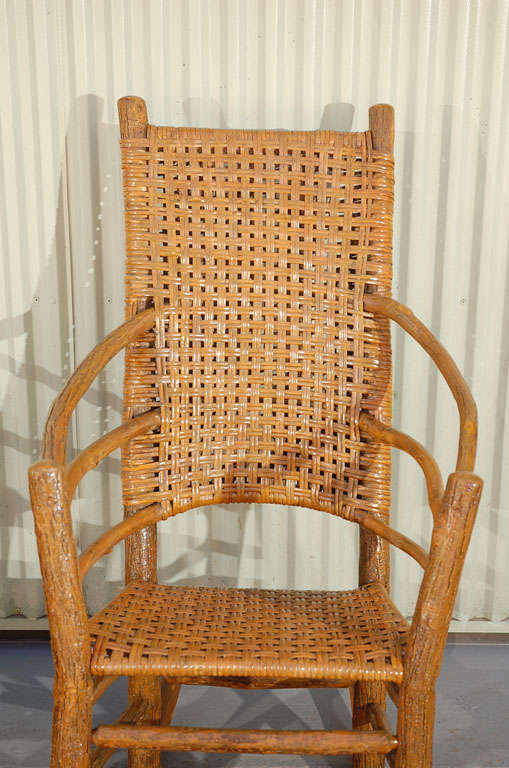 Pair Of Signed Old Hickory Rocking Chairs In Old Mustard Surface 3