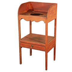 Early 19thc Washbowl Stand W/original Red Painted Worn Paint