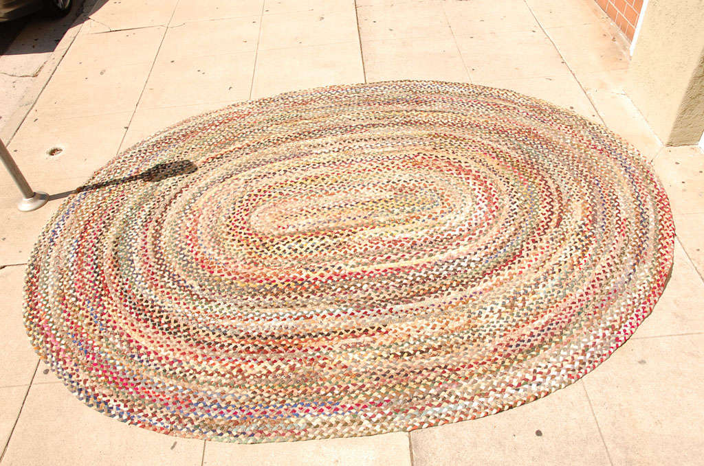 Mid-20th Century 1930's Oval Hand Braided South West Colors 8 1/2 X 12 Rug