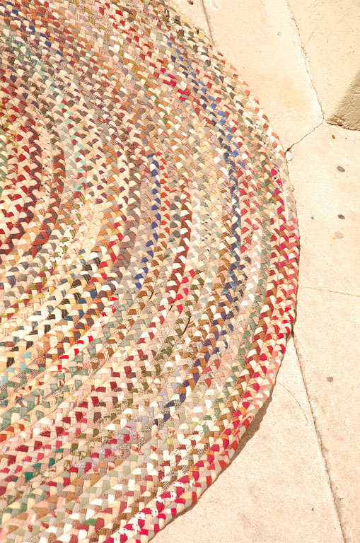 1930's Oval Hand Braided South West Colors 8 1/2 X 12 Rug 2