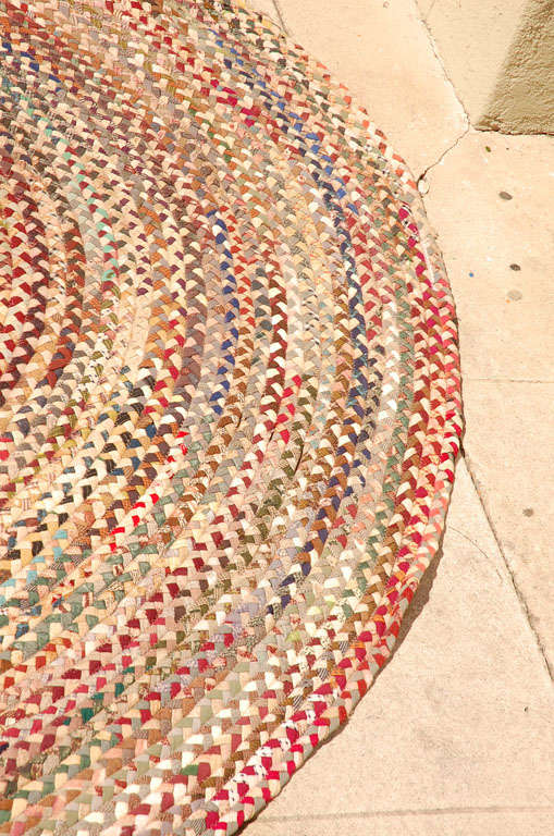 1930's Oval Hand Braided South West Colors 8 1/2 X 12 Rug 3
