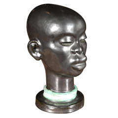 Art Deco Black Glazed Bust