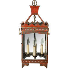 Painted Tole Lantern with Canopy