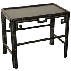 Ebonized and Parcel Gilt Faux Bamboo End Table
