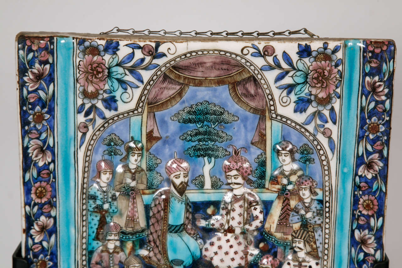 Persian Qajar Tile 19th Century In Good Condition For Sale In London, GB