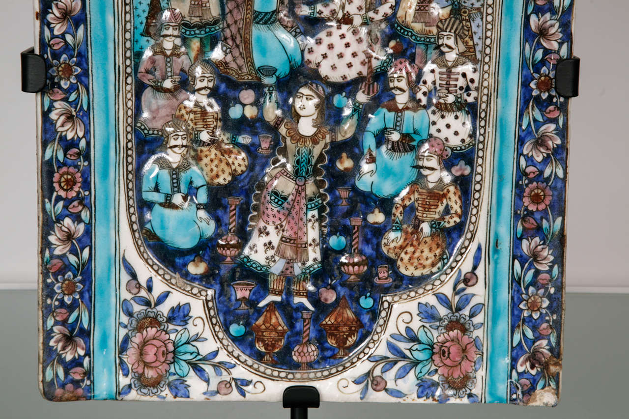 Persian Qajar Tile 19th Century For Sale 1
