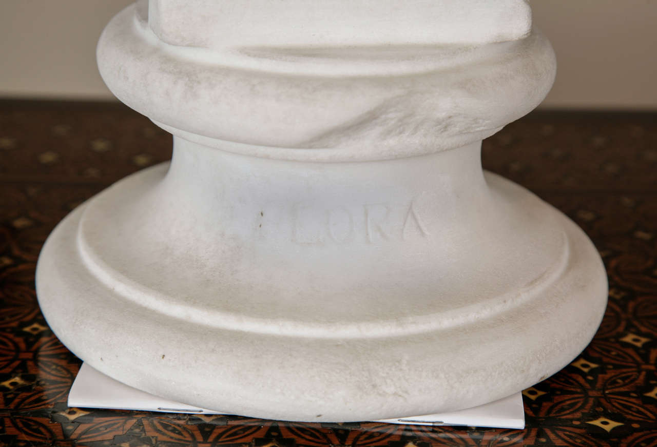 Italian White Marble Bust of Flora Circa 1830 For Sale