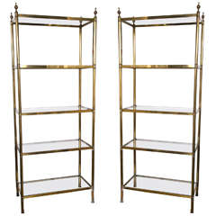 One Continental Brass Plated Shelf Etageres